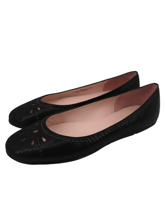Talbots Shoes - Talbots Women 6 B Shimmer Black Leather Cut Out Round Toe Ballet Flats Shoes